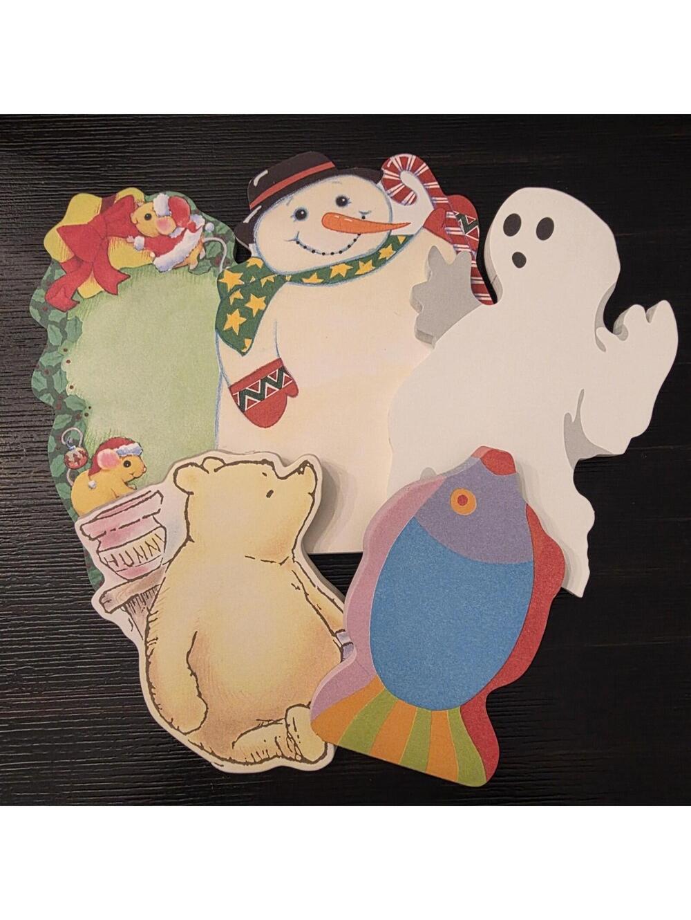 Lot Of 5 Notepads Disney Winnie The Pooh & Holiday Novelty Shaped Ghost Fish